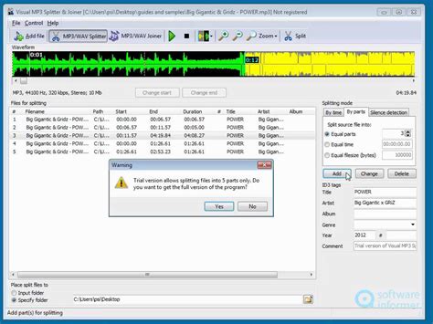 Visual MP3 Splitter and Joiner (Windows) software credits, cast, crew of song